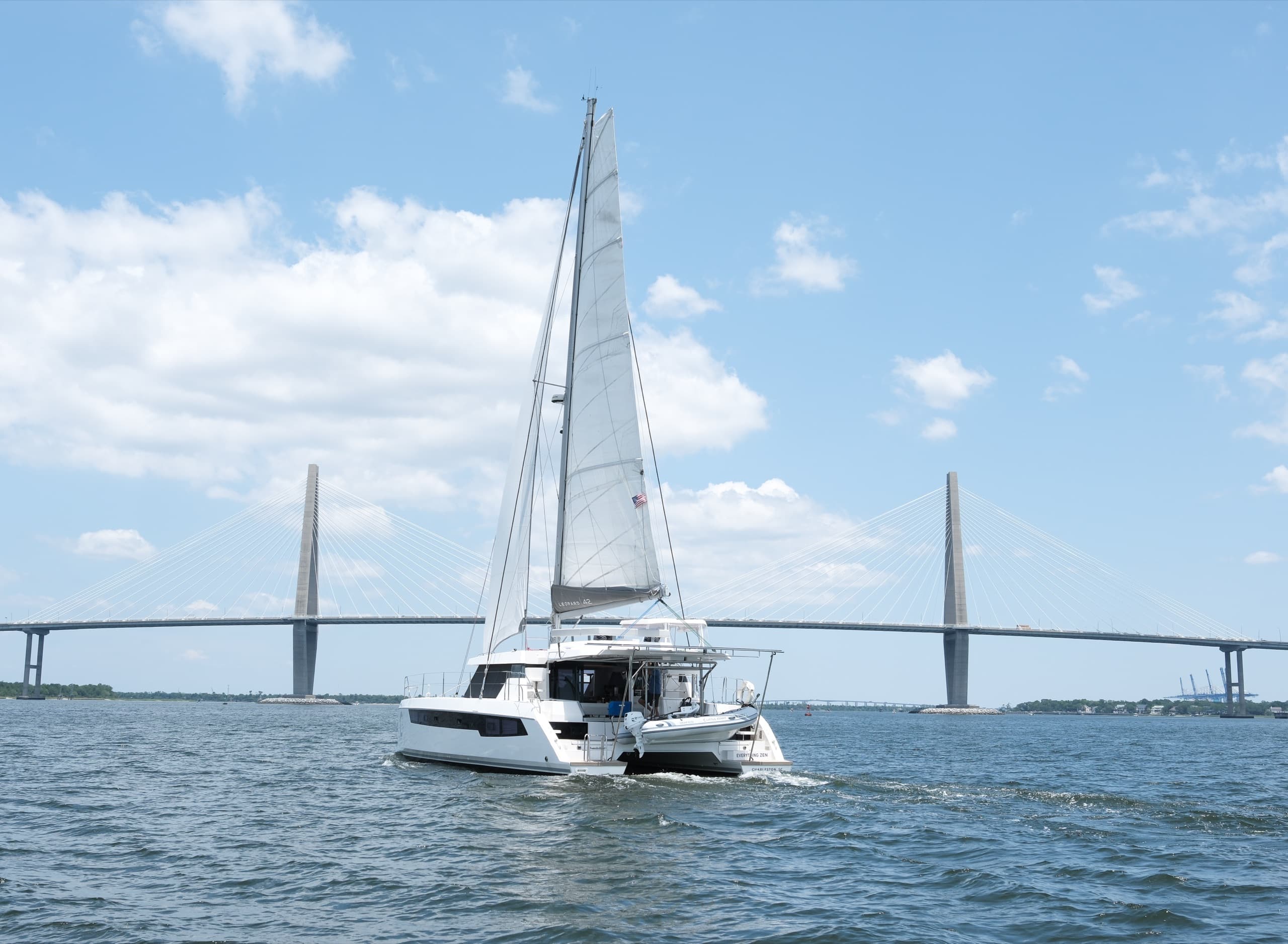 Everything Zen sailing away from camera toward the Ravenel bridge. 