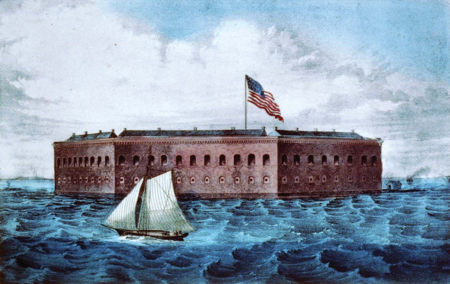Lithograph of Fort Sumpter as it appeared before its first siege. 