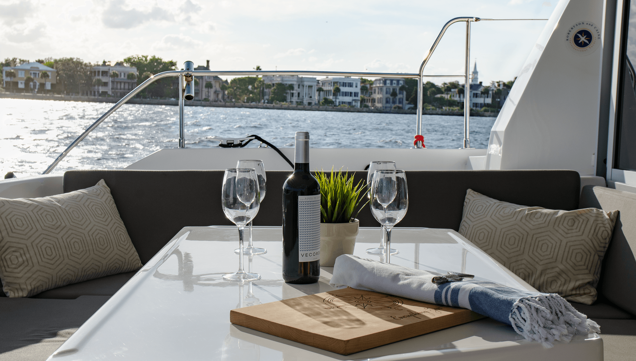 Catering spread available for charter guests