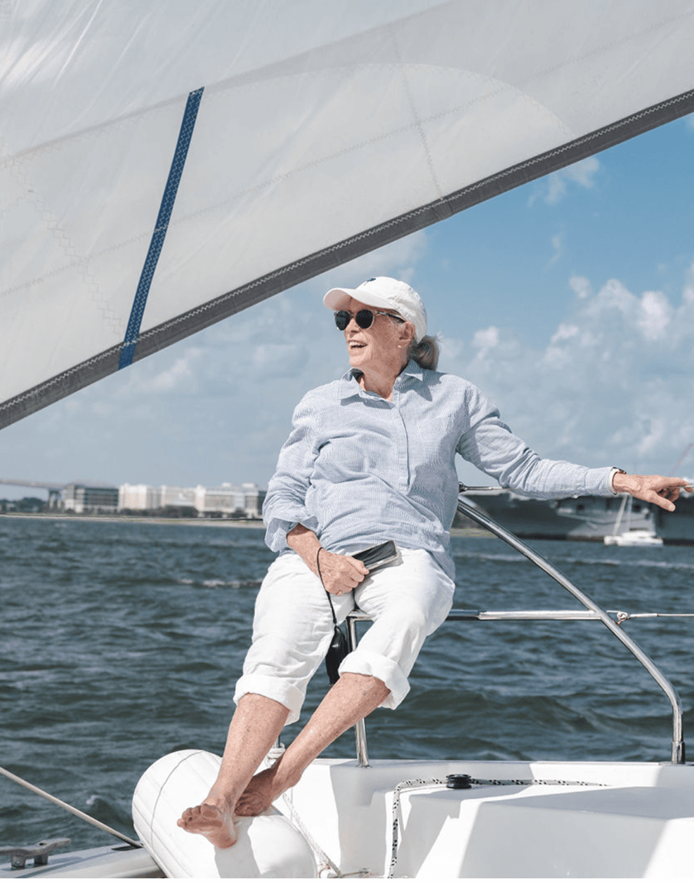 Guest enjoying the open water aboard the Leopard 42 catamaran